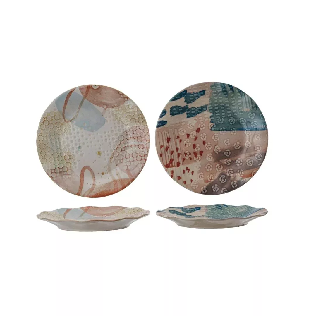 Absract Stoneware Plate – Assorted – 8.5″ x 8.5″