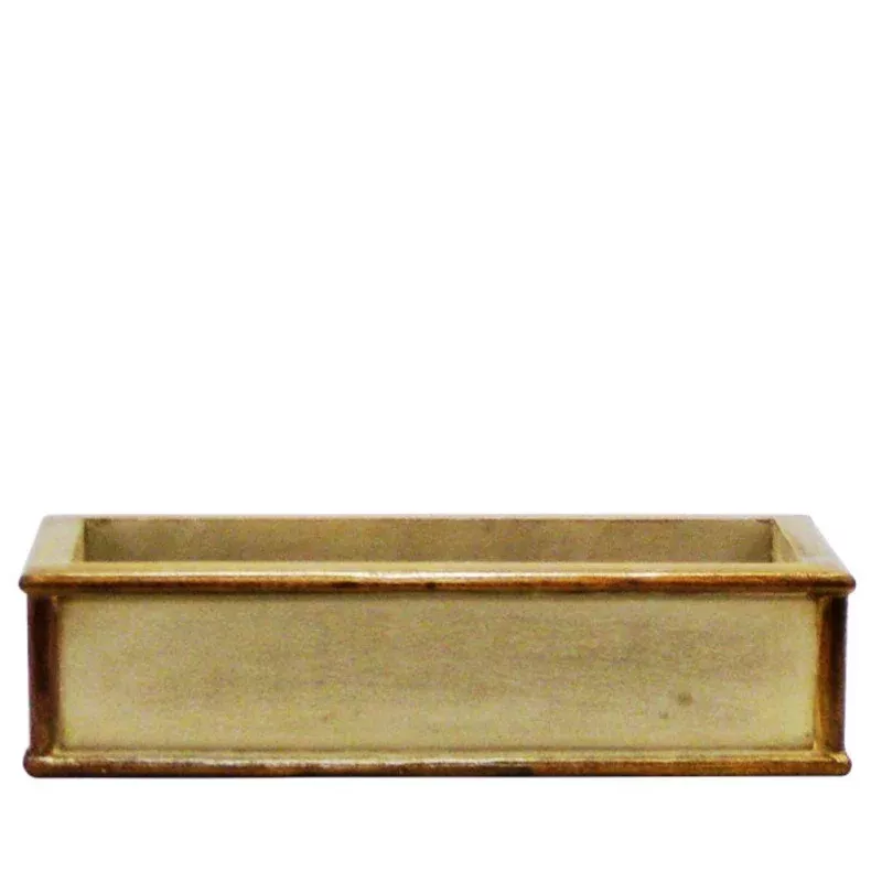 [C-WSRPS-PD] Wooden Short Rect Planter Small – Patina Distressed w/ Bronze