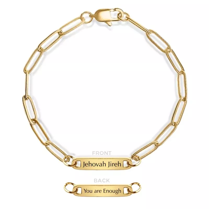 jehovah-jireh-you-are-enough-engraved-paperclip-bracelet-in-gold-silver ‘Jehovah Jireh You are Enough’ Engraved Paperclip Bracelet in Gold and Silver